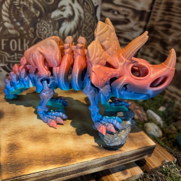 Skeleton Triceratops Flexible Articulated Fidget Toy Dinosaur Dino 3D Printed - Picture 4 of 11